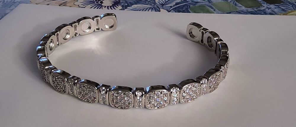 CERTIFIED 2Ct. Round Pave Genuine Moissanite Diamond Cuff Style Bracelet